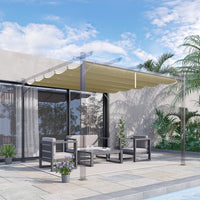 Outsunny Retractable Pergola Shade Cover, Replacement Canopy Fabric For 3 X 3 M Pergola, Gazebo Retractable Roof, Beige